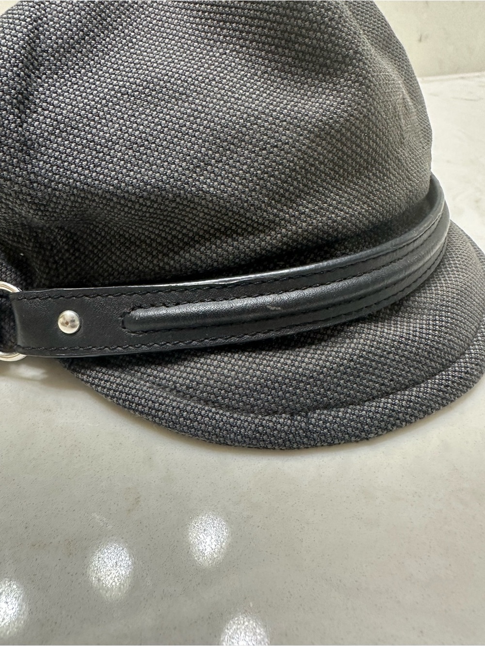 Banana Republic Charcoal Gray Newsboy Cap with Black Leather Band